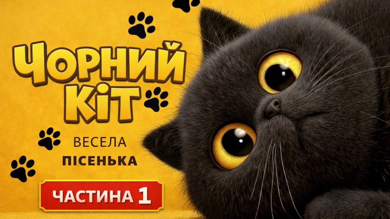 Чорний кіт | Весела дитяча пісенька з мультфільмом для малюків