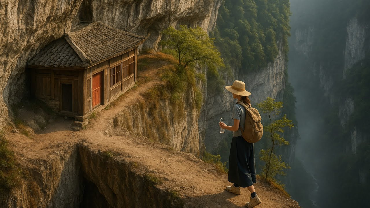 贵州大山上发现一房子，竟巧妙的立于悬崖峭壁之中，太惊险了｜A house on a mountain in Guizhou is built on a cliff. It's so dangerous