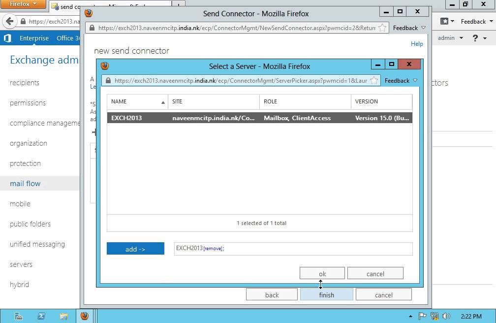 Send Connector or Receive Connector configured in Exchange Server 2013