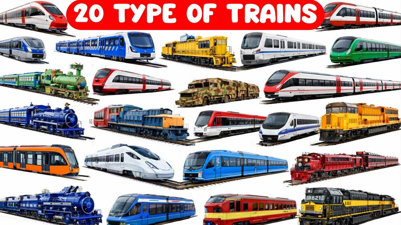 Types of Trains for Kids 🚂 | Learn Passenger, Freight, Metro, Bullet, Steam & More Trains