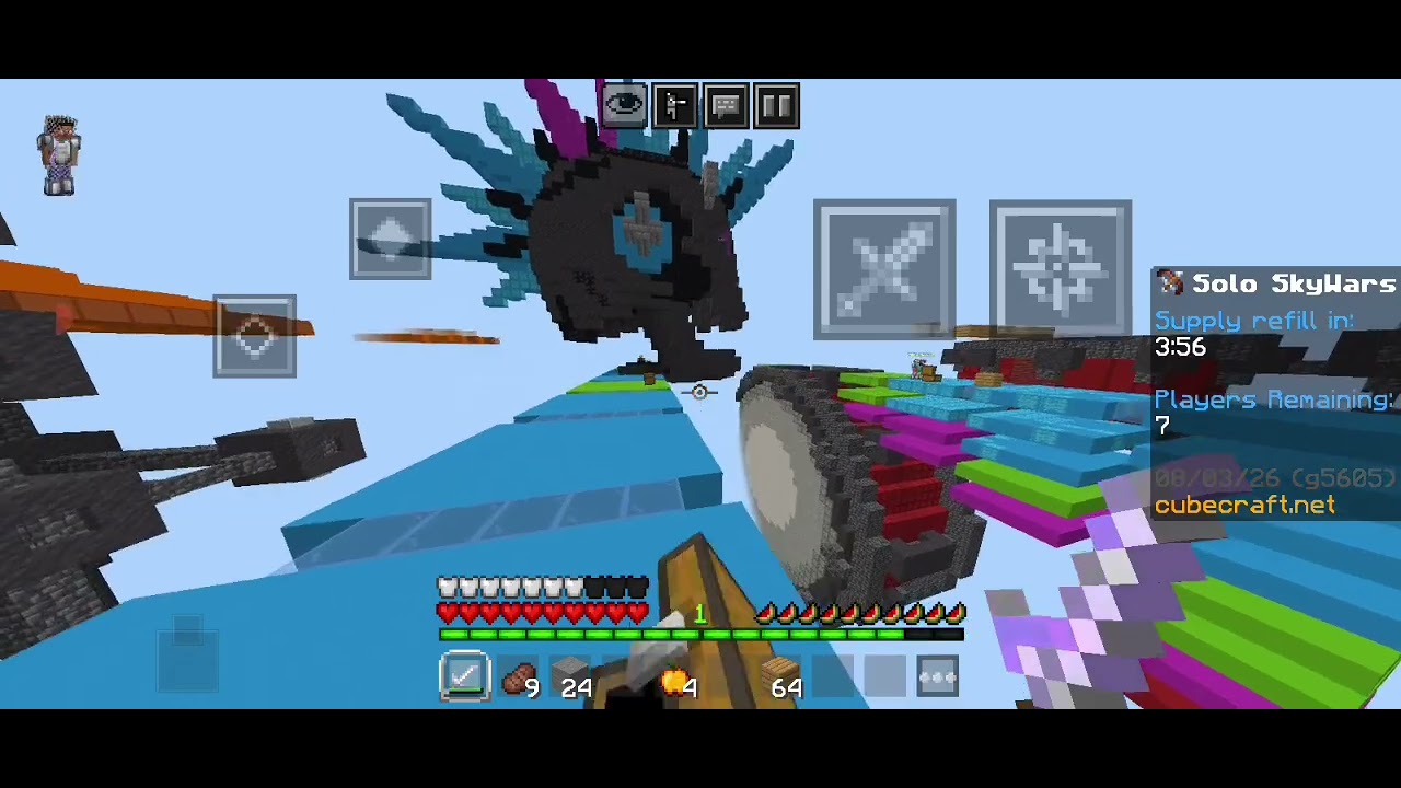 Sky wars combolar bilan g'alaba qildim #minecraftpe #minecraft #skywars #uzbekistan #cubecraft 
