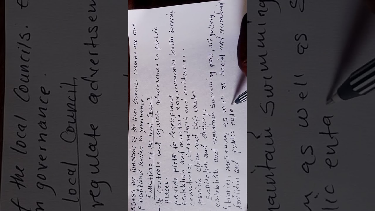 Civic Education (roles local council and chiefs in governance)