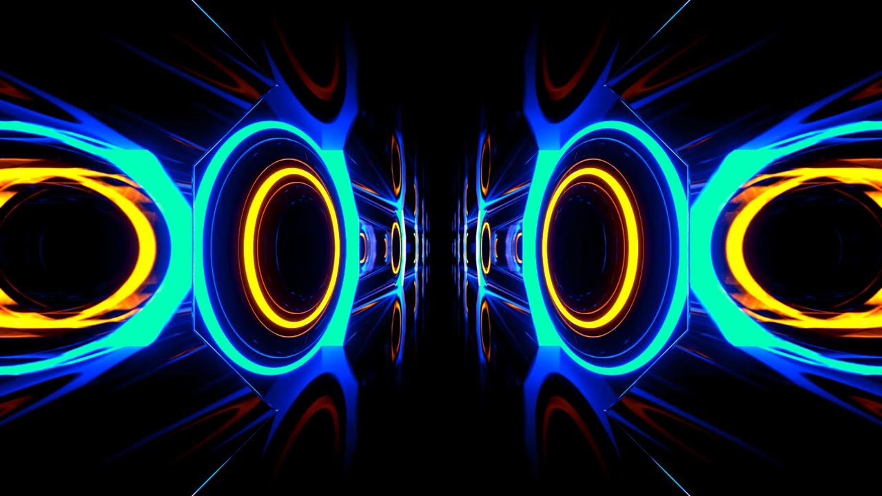 🔷 Заставка 4K – Неоновый Кольцевой Туннель Синий и Оранжевый – Футуристический VJ (Без Звука)