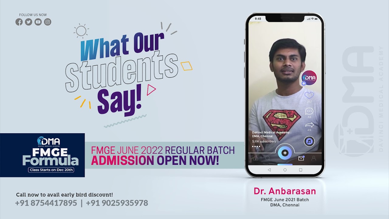 DMA's FMGE FORMULA TO CRACK FMGE JUNE 22 | WHAT OUR STUDENTS SAY | DMA CHENNAI