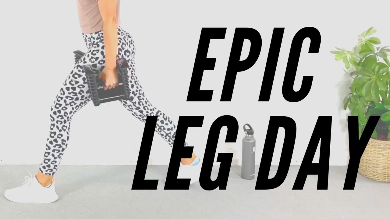 1 Hour  Leg Day Workout with dumbbells and bands. Glute activation, Strength, HIIT, and BURNOUT!