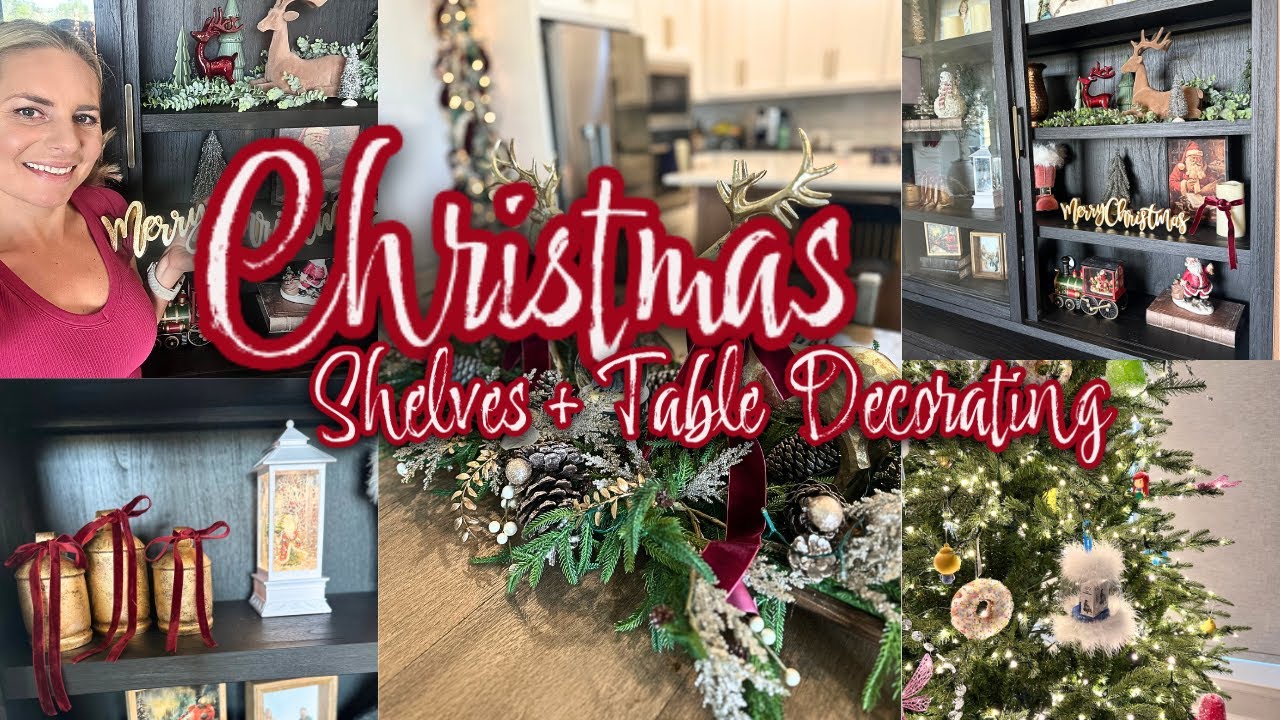 Elegant Christmas Table and Shelves Decor Ideas / Timeless Burgundy & Gold Christmas
