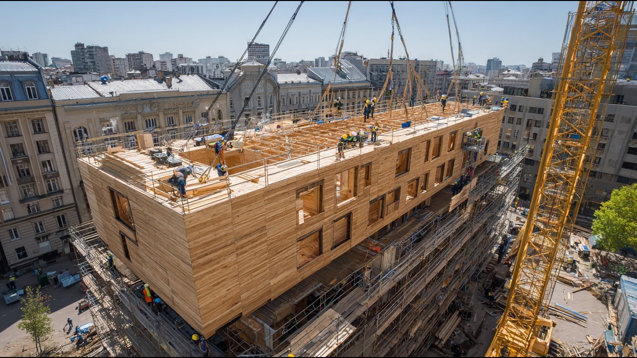 Ten dom z drewna CLT jest budowany o 40% szybciej niż beton. Global Wood Manufacturing