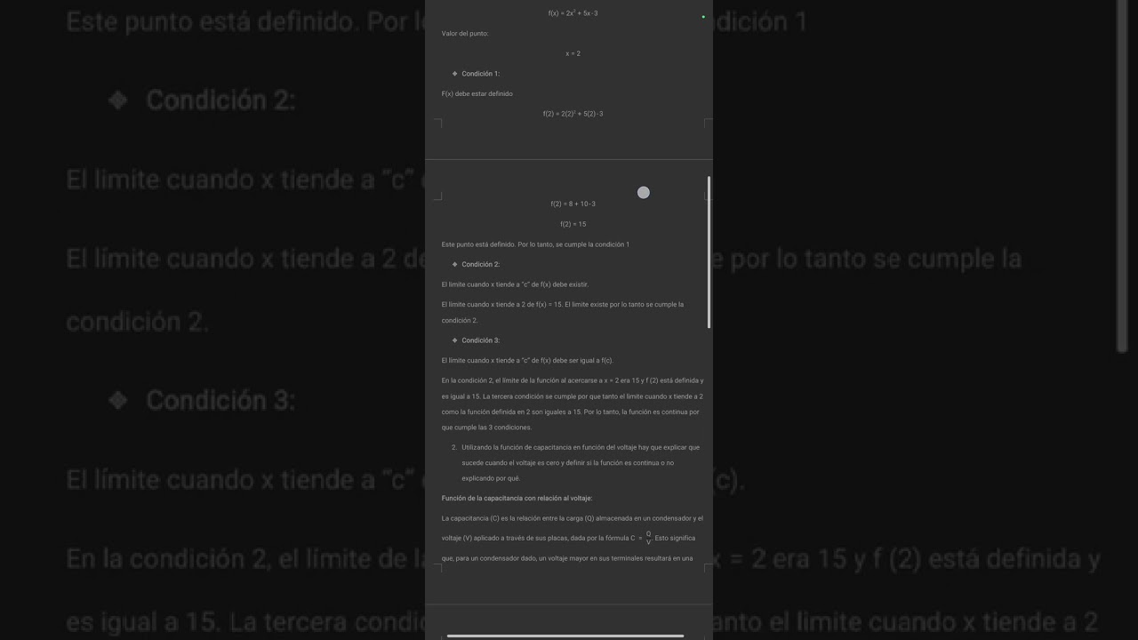 Condiciones de continuidad de una funci&oacute;n 