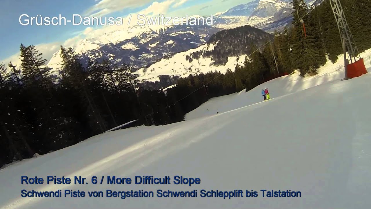 Gr&uuml;sch-Danusa / Pistenvideo rote Piste Nr 6 - Schwendi Piste
