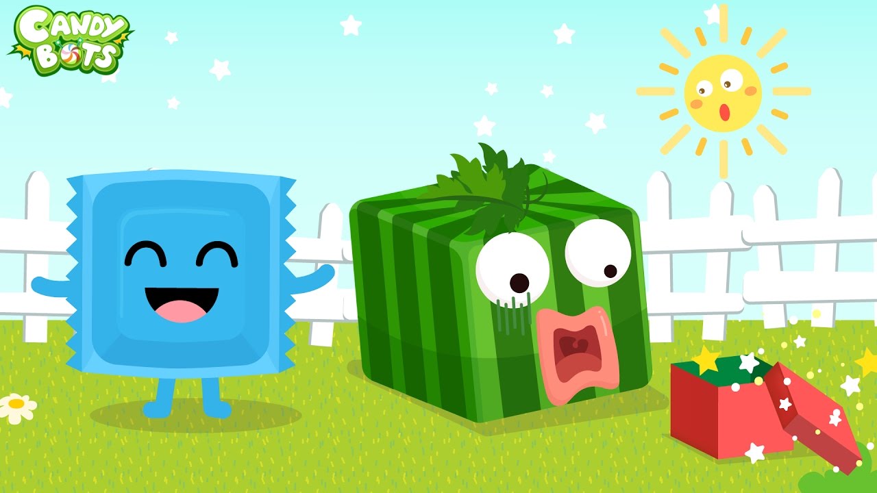 Candy Формы Часть 1 (Candybots) - Изучите форму с фруктами - английский