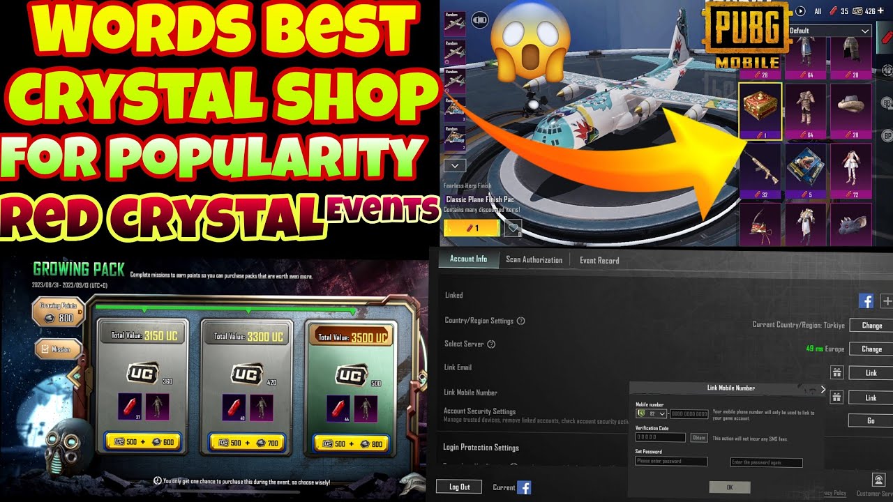Best Region for popularity in pubg | Best crystal shop | Region change, Server change, Number Link ✅
