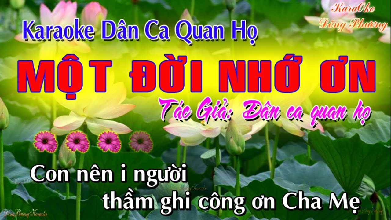 Một đời nhớ ơn Karaoke Nhạc Sống (Dân Ca Quan Họ)|| Karaoke Đông  Phương