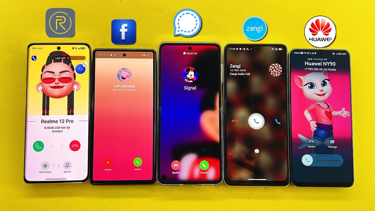 Facebook, Signal, Zangi + Incoming call Realme 12 Pro, Huawei Y90, Pixel 6, Oppo Flip, Blackview 8