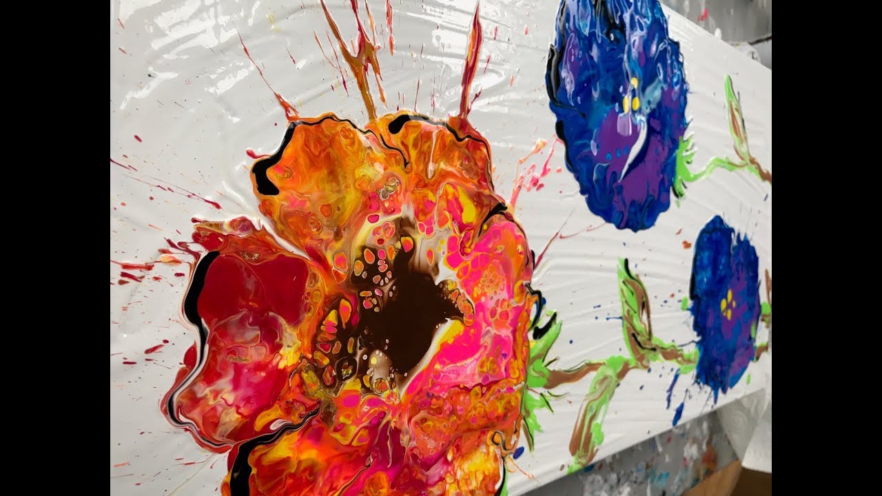 Acrylic Paint Pouring: Create Flowers With a Blown Puddle Pour