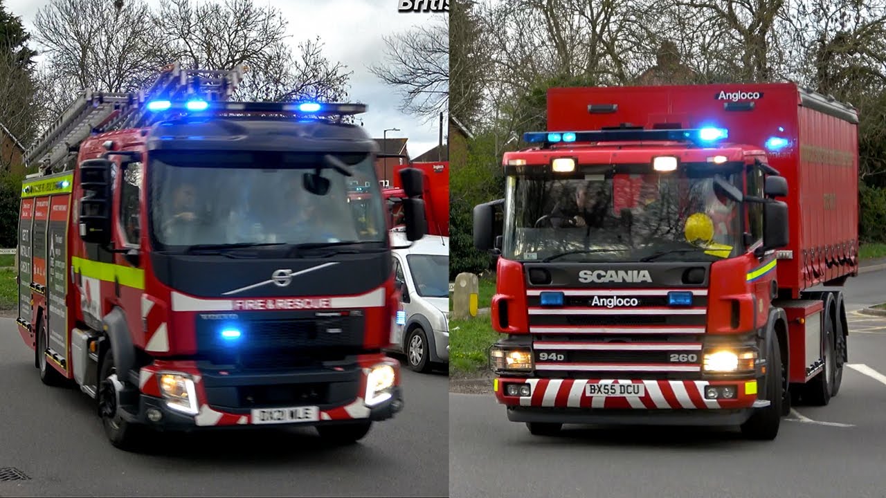 [TWO TONES] Warwickshire Fire Engine and Heavy Rescue Unit Responding in CONVOY