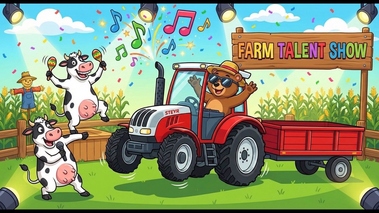 Red Tractor Dance & Farm Animals Song 🚜🎵 | Funny Talent Show for Kids & Toddlers