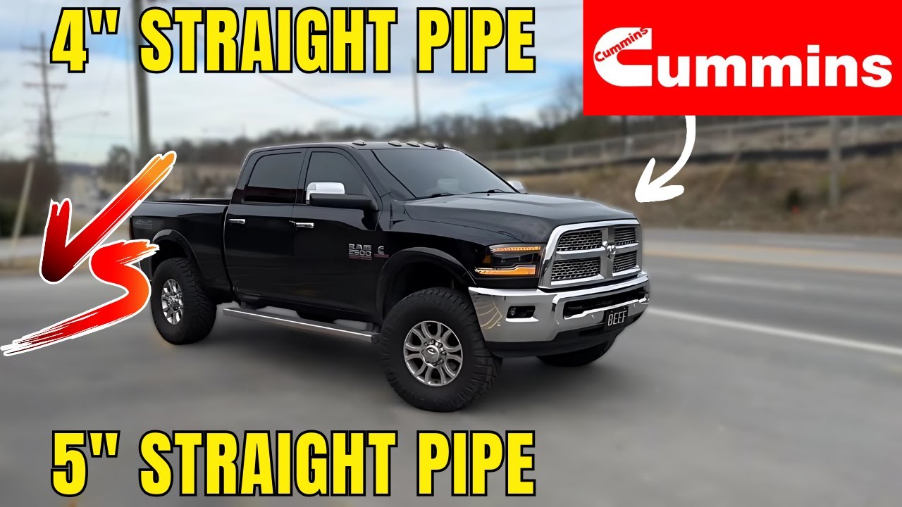 RAM 2500 6.7L Cummins Diesel: 4 In vs 5 In Straight Pipes!