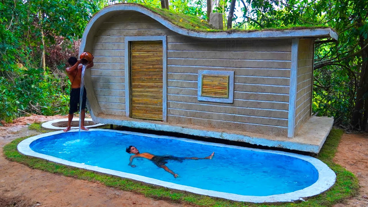25 Days Building Jungle Villa With Swimming Pool And Dig Find Groundwater