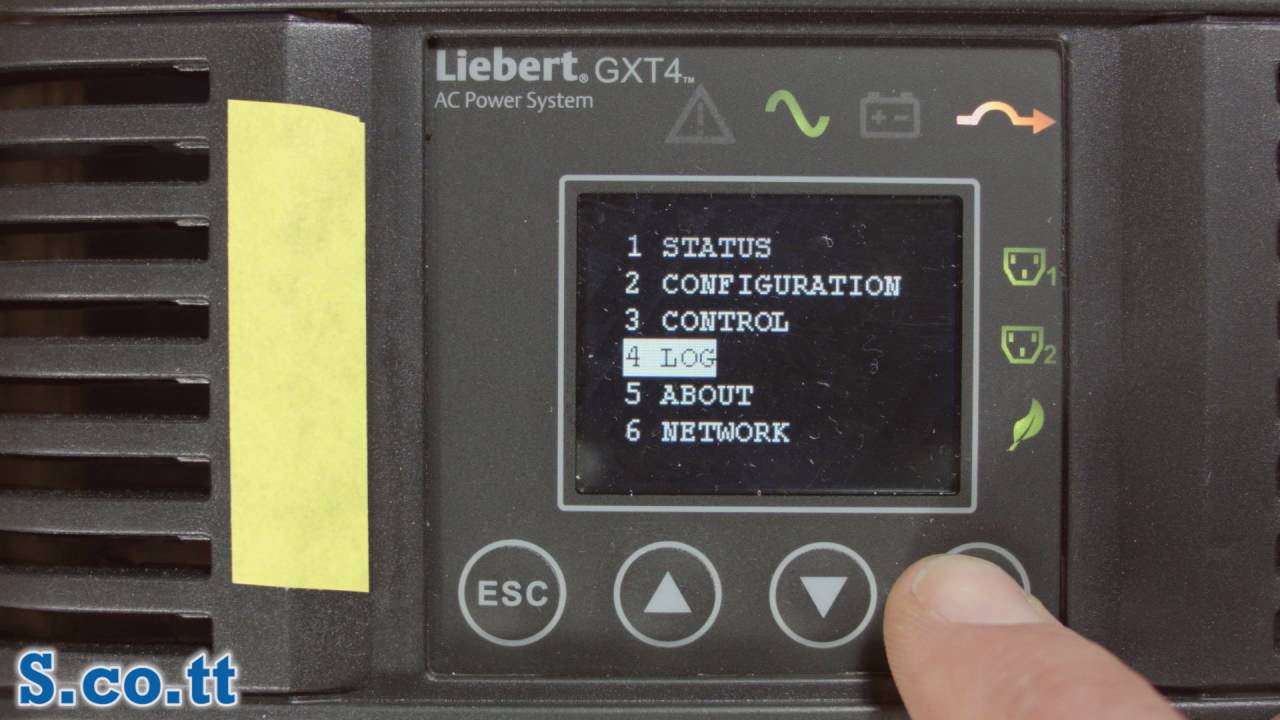 Liebert GXT4 UPS Menu System Walk-Through (on a GXT4-3000RT120)
