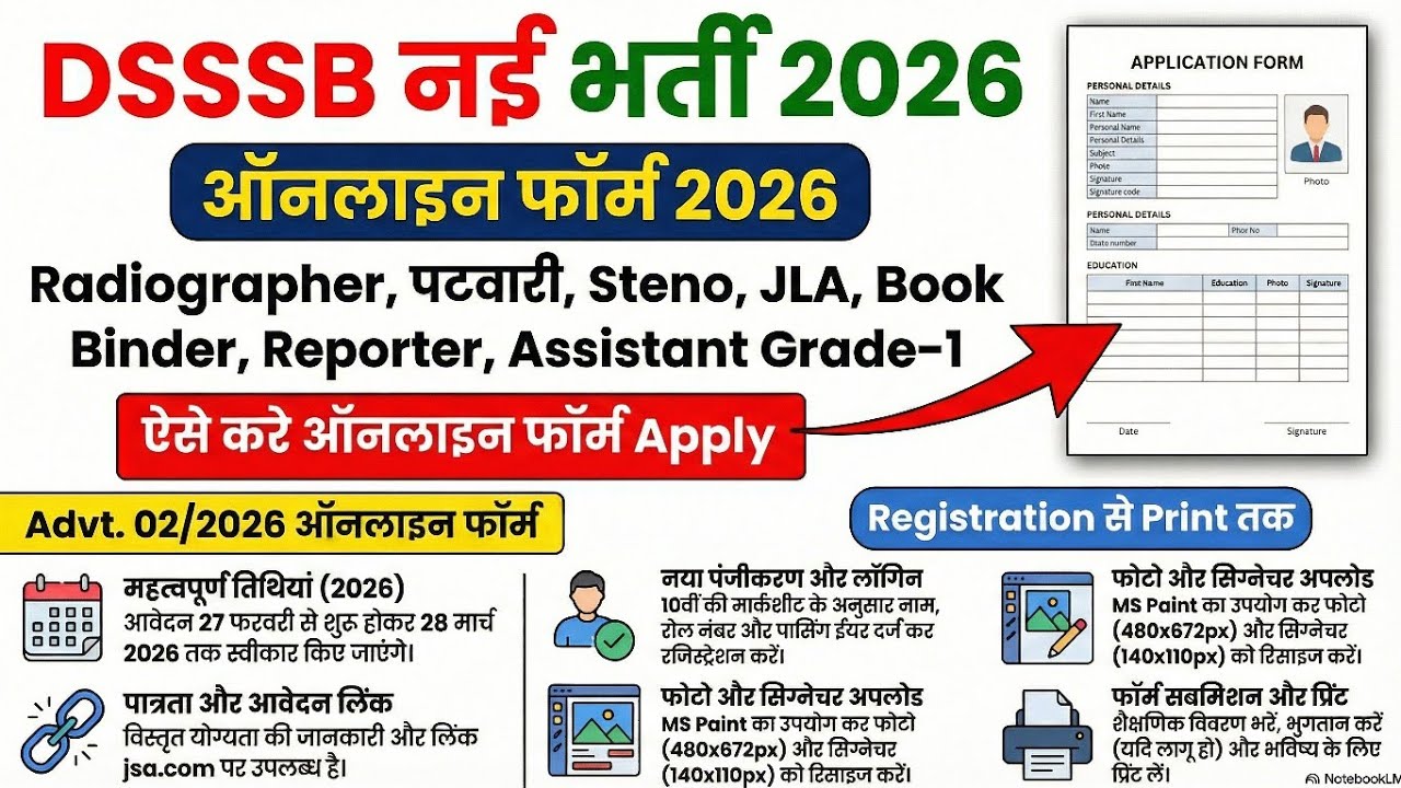 DSSSB 02 2026 Form Fill up ¦¦ DSSSB Vacancy Form Fill up 2026 ¦ DSSSB Patwari Online Form 2026 Apply