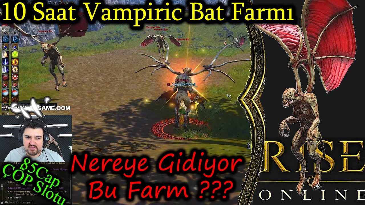 Rise Online 10 Saat Vampiric Bat Farm & Oyun KAPTANI 85 LV CAP Farmı