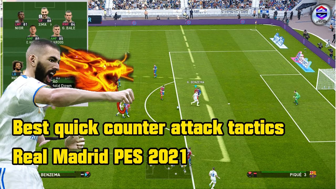 best quick counter attack tactics Real Madrid PES 2021