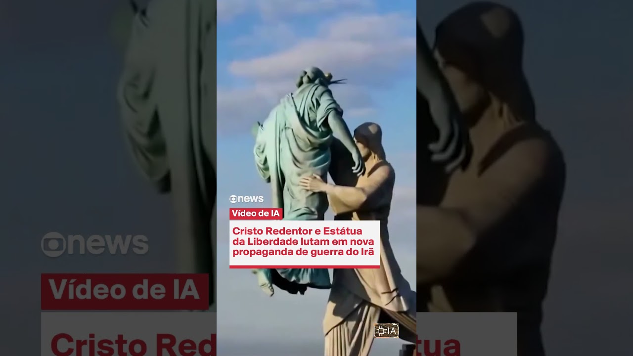 Cristo Redentor e Est&aacute;tua da Liberdade lutam em nova propaganda de guerra do Ir&atilde;
