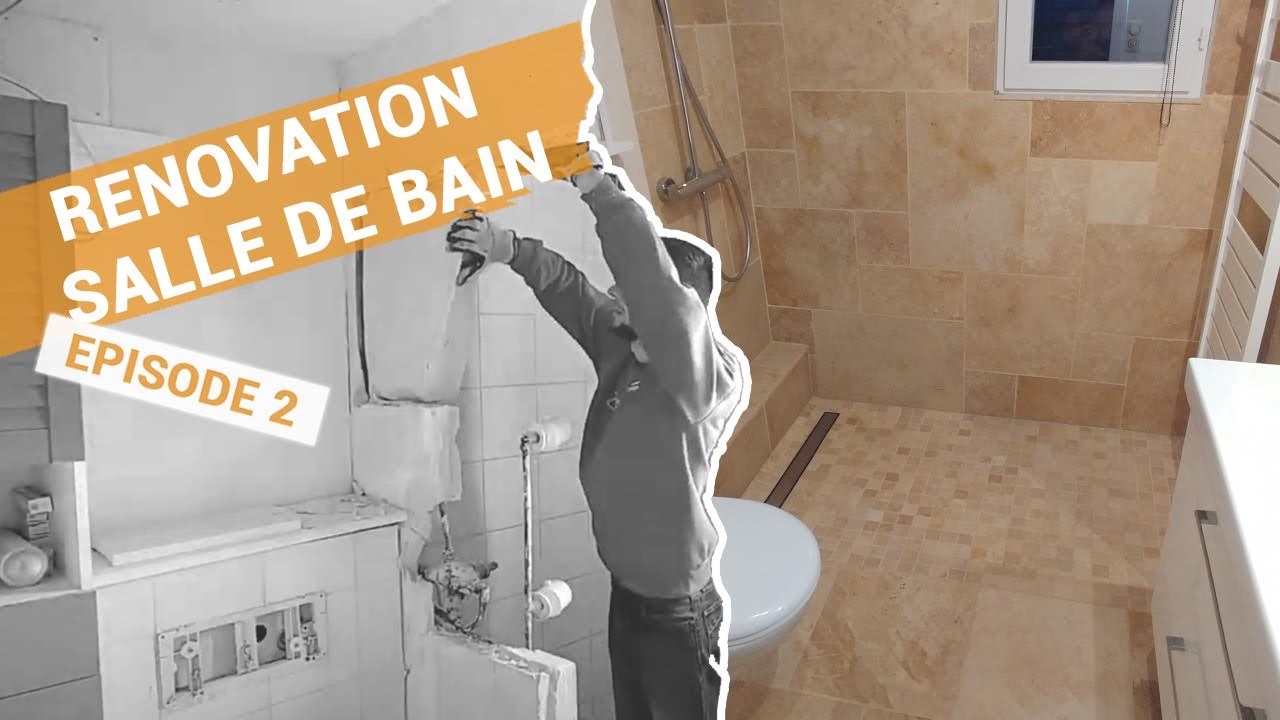 Rénovation salle de bain à l'italienne à moindre coût - travertin et mosaïque #2/2