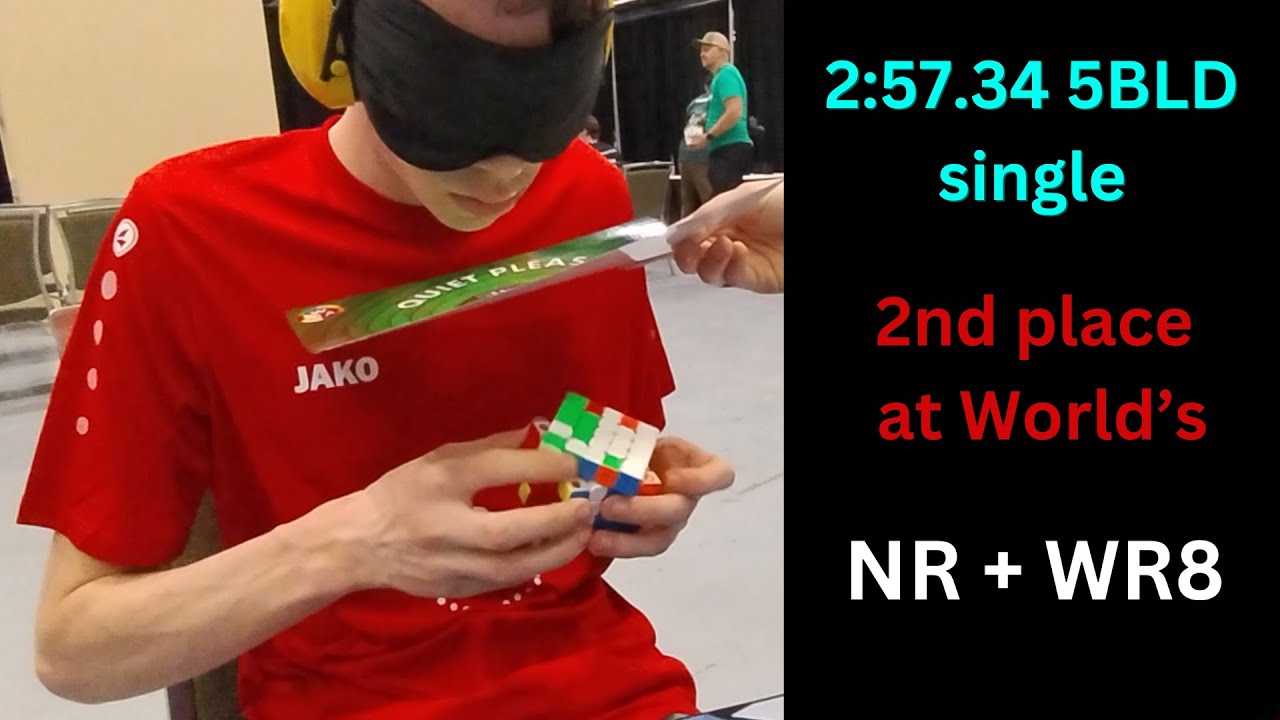 2:57.34 [NR] 5BLD single at Worlds