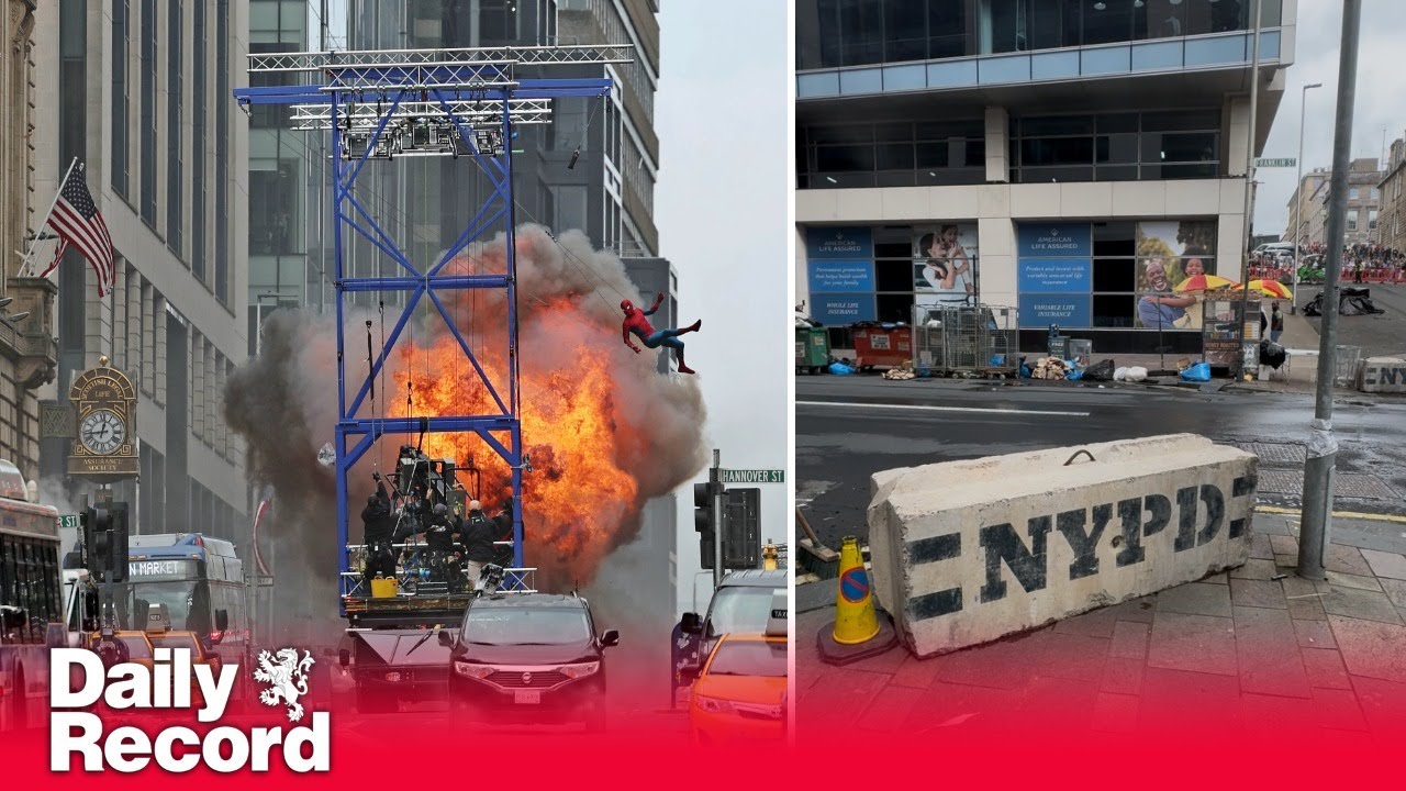 Spider-Man EXPLODES onto Glasgow streets as the Daily Record walks inside the set