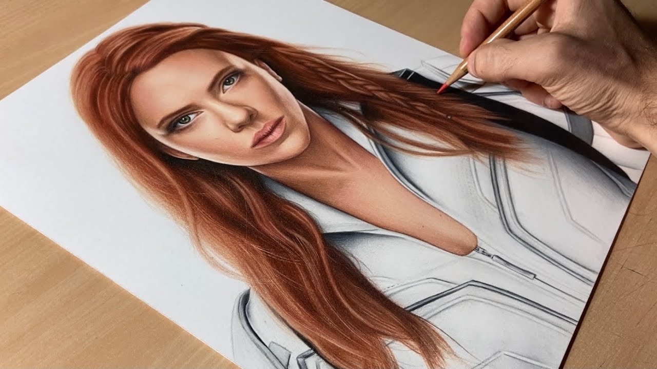 Drawing Black Widow (Scarlett Johansson) • Time Lapse