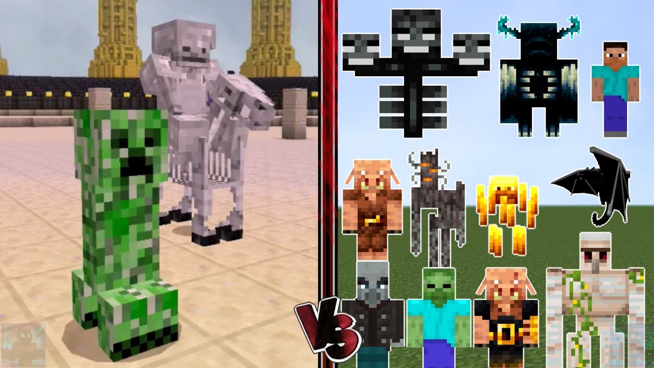 ALL MINECRAFT MOBS vs CREEPER + SKELETON HORSEMEN