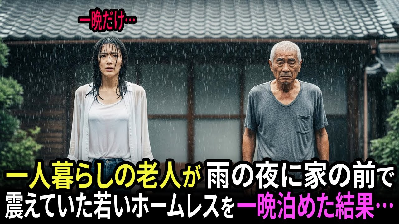 一人暮らしの老人が雨の夜に家の前で震えていた若いホームレスを一晩泊めた結果…