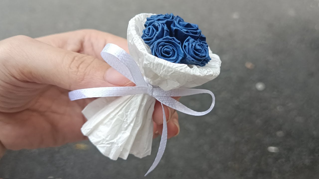 How to make Mini Rose Flower Bouquet with Paper | Gift Ideas Craft | LUXO Handmade