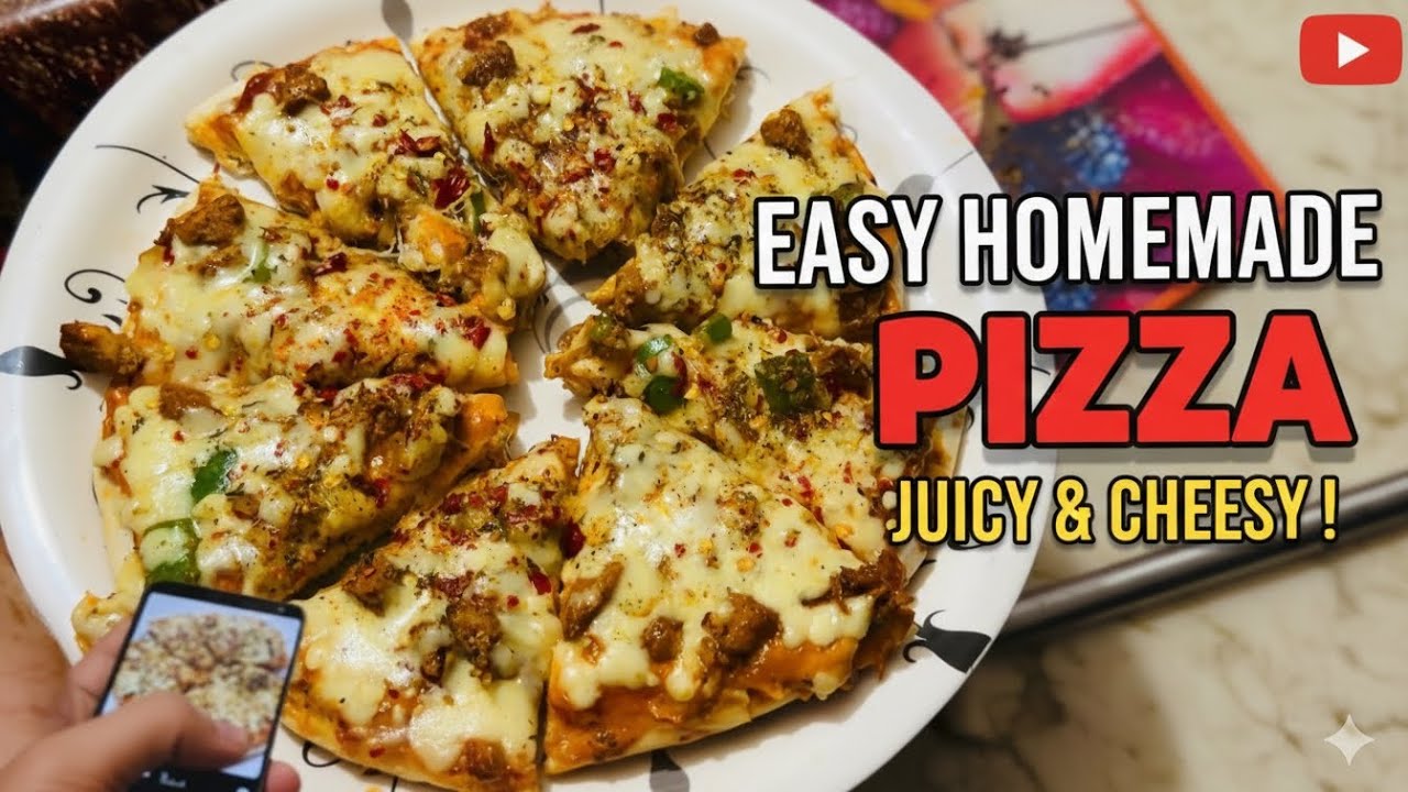 Simple Chicken Tikka Pizza recipe without oven|Easy homemade pizza juicy and cheese!😍 [Must try]