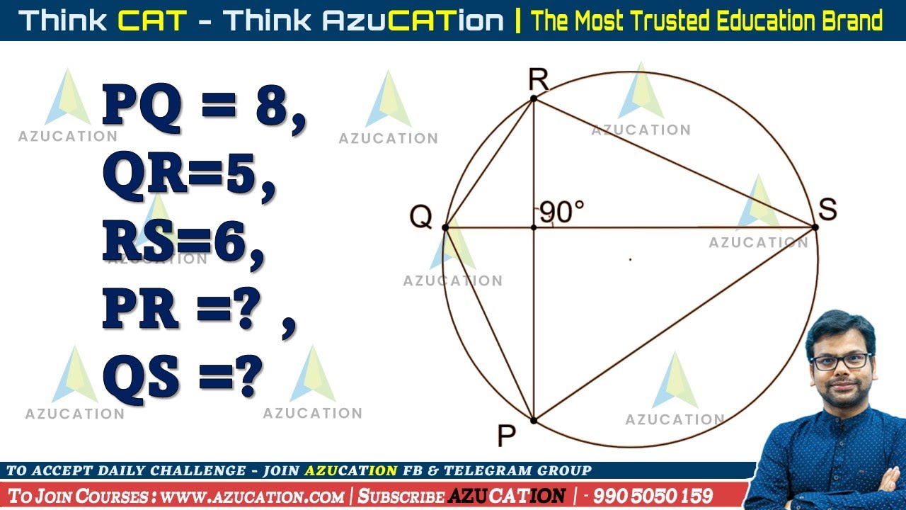 Chord Perpendicular Property | PQRS a cyclic quadrilateral PQ=8 QR=5 RS=6 | Geometry CAT 2022 2023