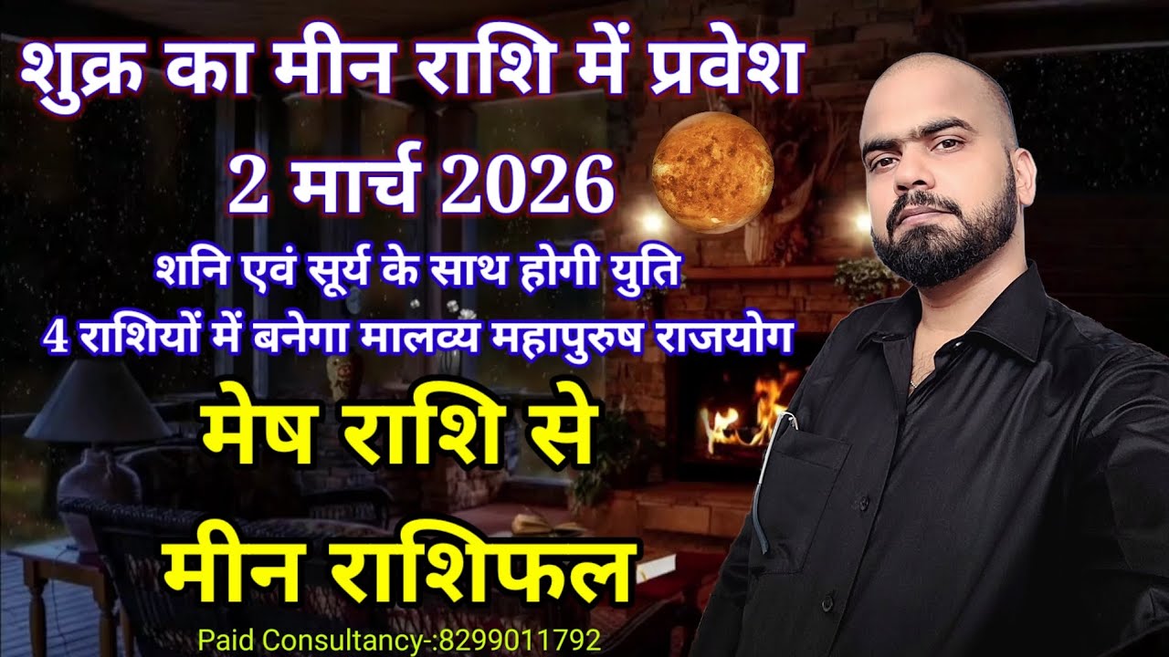 शुक्र का उच्च राशि मीन में प्रवेश 2 मार्च 2026 शनि एवं सूर्य के साथ होगी युति मेष राशि से मीन राशिफल