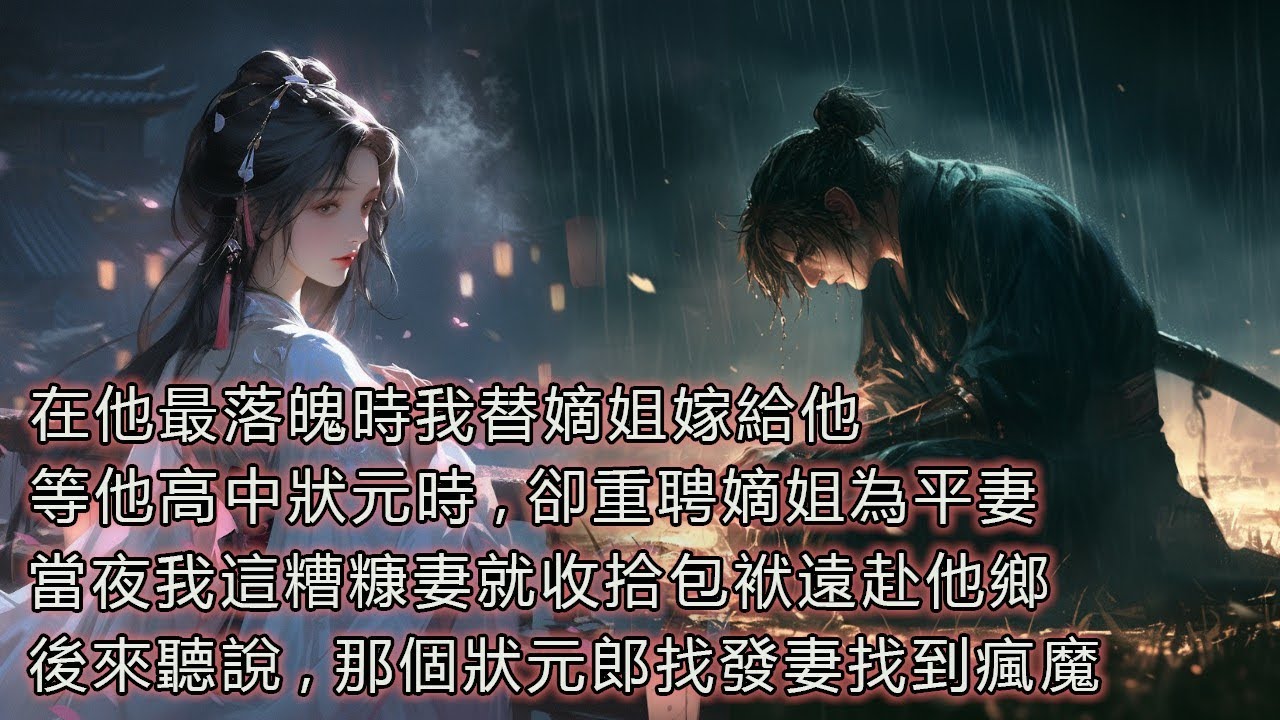 在他最落魄時我替嫡姐嫁給他，等他高中狀元時卻重聘嫡姐為平妻，當夜我這糟糠妻就收拾包袱遠赴他鄉，後來聽說那個狀元郎找發妻找到瘋魔。
