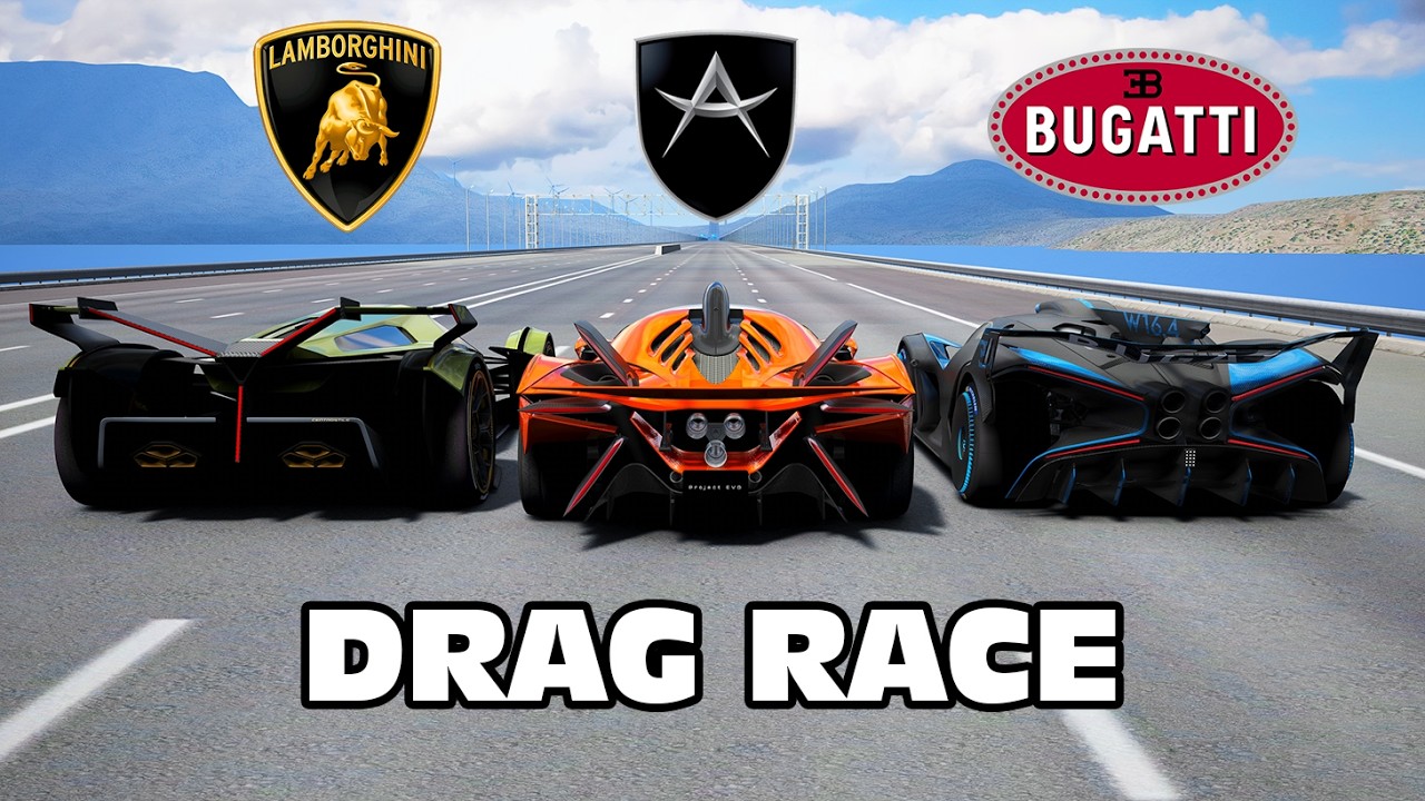 1700HP Apollo Project Evo vs Bugatti Bolide vs Lamborghini VGT DRAG RACE