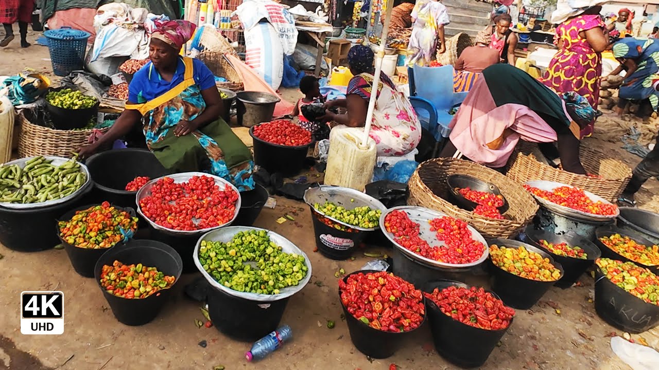 Ejisu Market Day on Thursdays in Kumasi Ghana 4K
