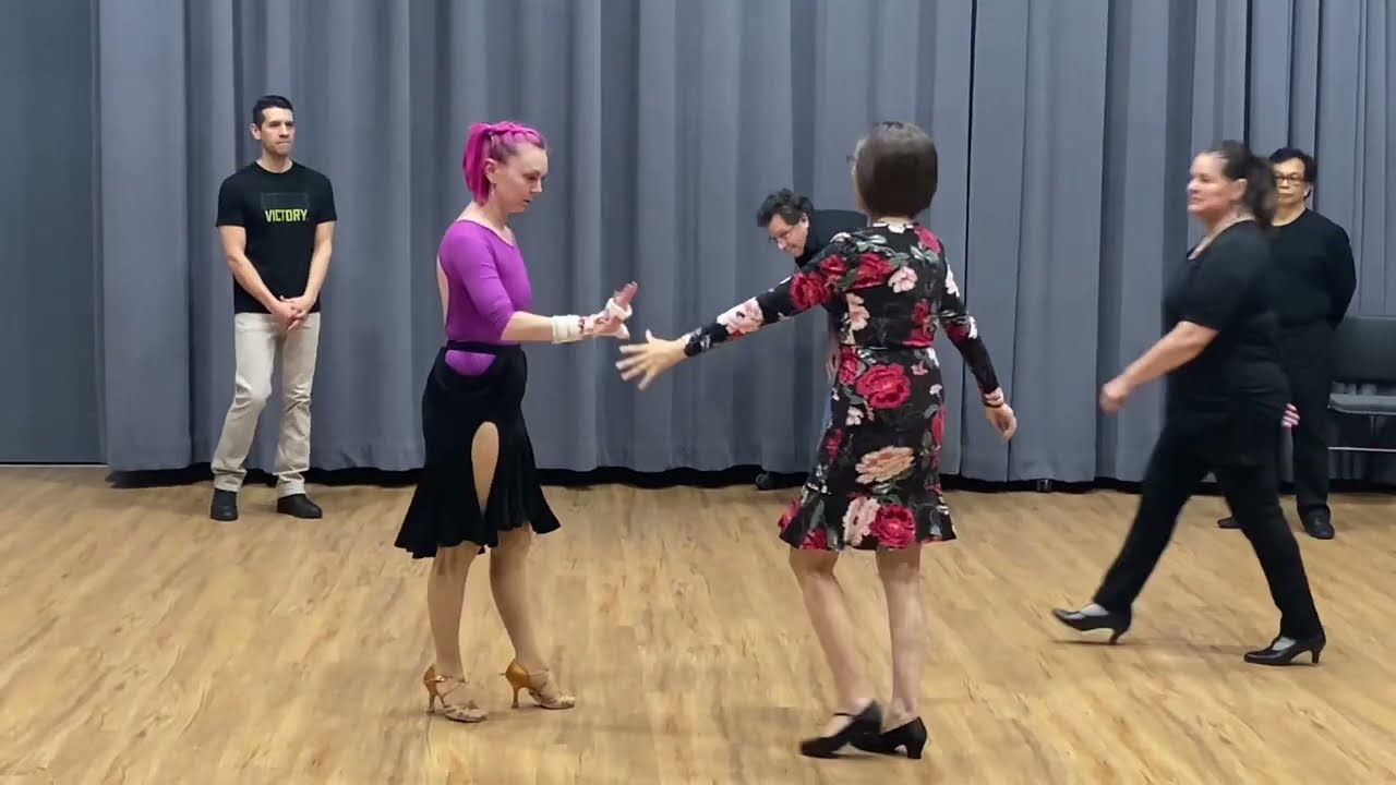 Tango intermediate lesson: mix 2 steps - Open Fan & same Foot Rocks, footwork/lead/follow.