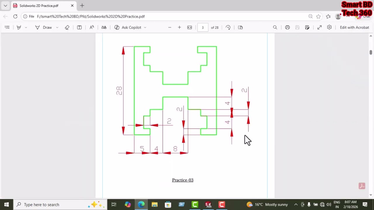 SolidWorks Tutorial for Beginners 2D Drawing Practice  3