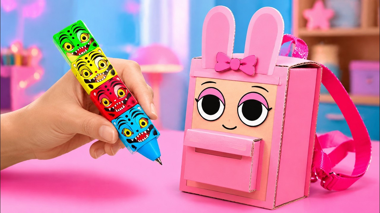 Pinki Cardboard Backpack for Rumi 🎒✨| Back to School Paper DIY | TooTool