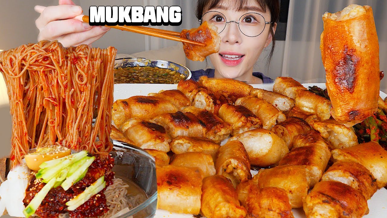 노릇한 통대창구이2kg, 엄청 매운 불냉면 먹방😍(ft.파김치),Daechang (grilled Beef Intestines), Spicy Naengmyeon Mukbang