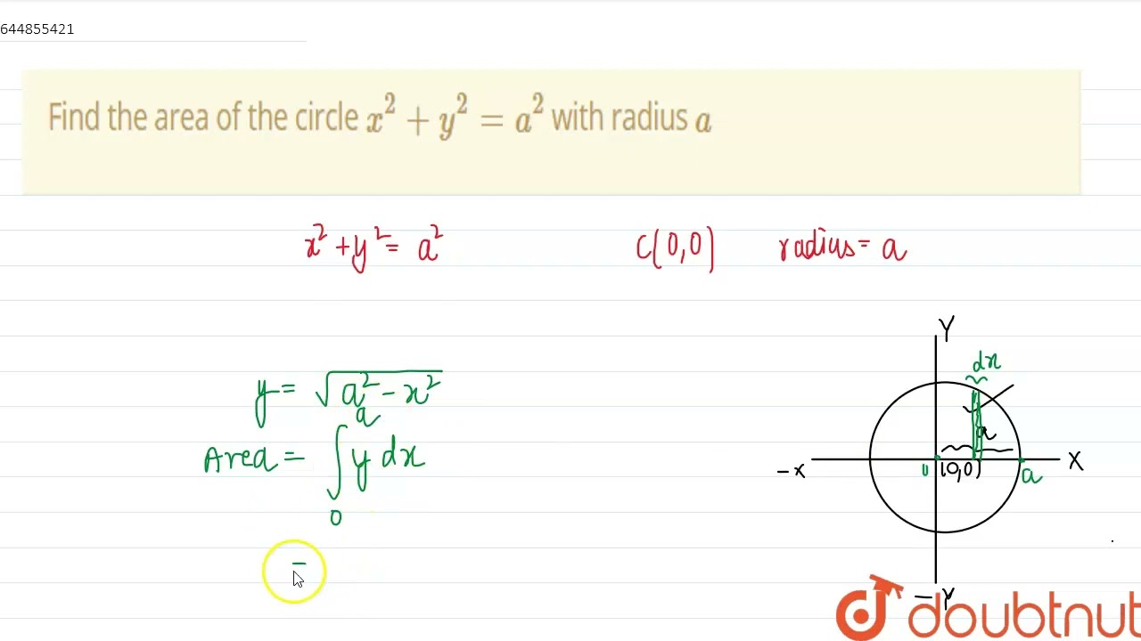 Find the area of the circle x^2+y^2=a^2 with radius a | 12 | APPLICATIONS OF INTEGRALS | MATHS |...