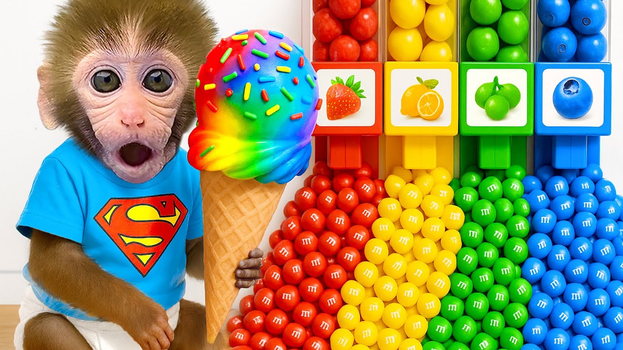 Affe Bon Bon besiegt den Hai und kauft Regenbogen-Popcorn im Supermarkt - HT Tierwelt