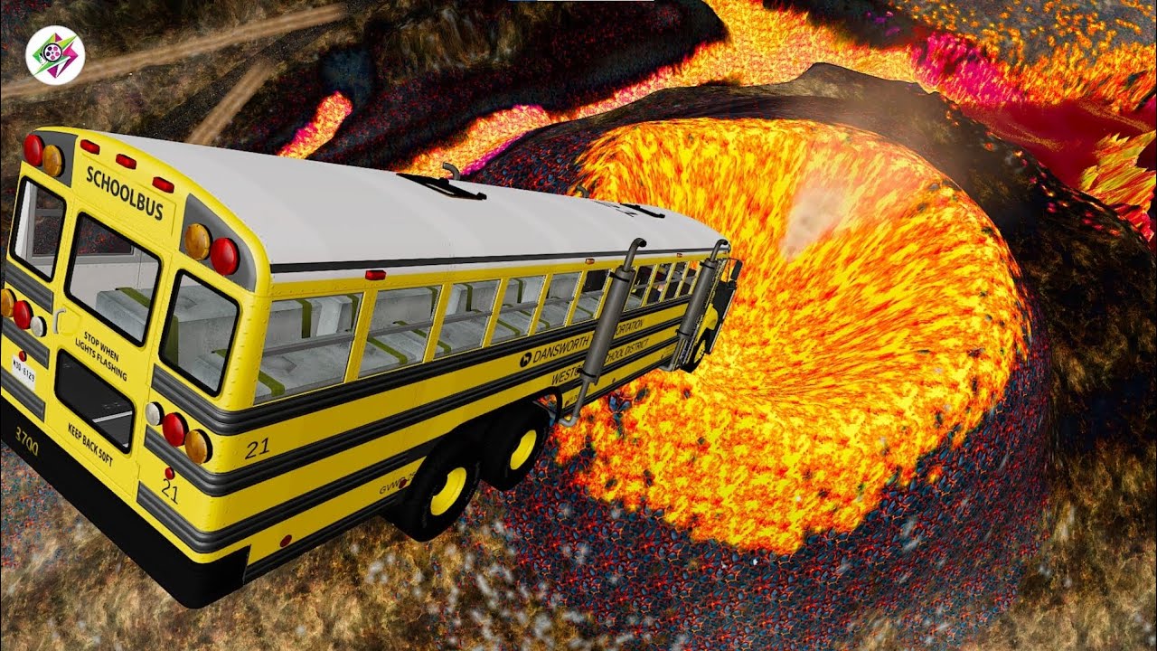 Jaskinia lawy w DOOM kontra School Bus! 😱 Szalony Crash Test (BeamNG)