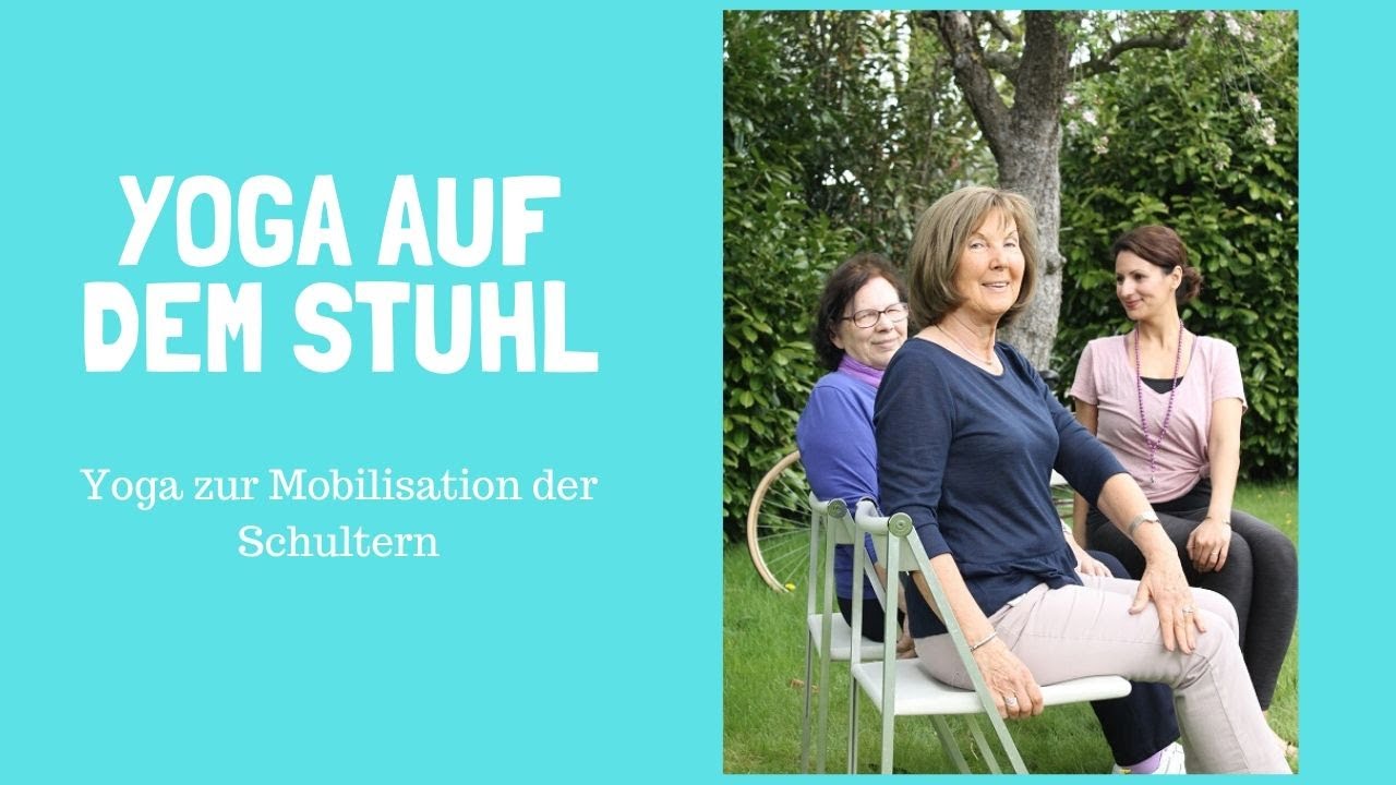 Yoga auf dem Stuhl für Senioren. Schmerzfreie Schultern. Büroyoga