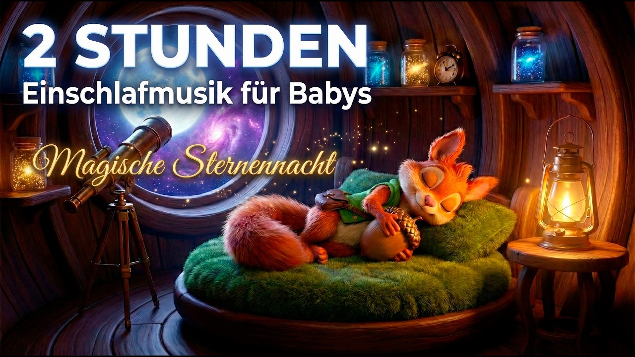 2 STUNDEN Einschlafmusik für Babys ✨ Eichhörnchen Eddie & die Zauber-Sternennacht 🐿️🌌 Schlaflieder
