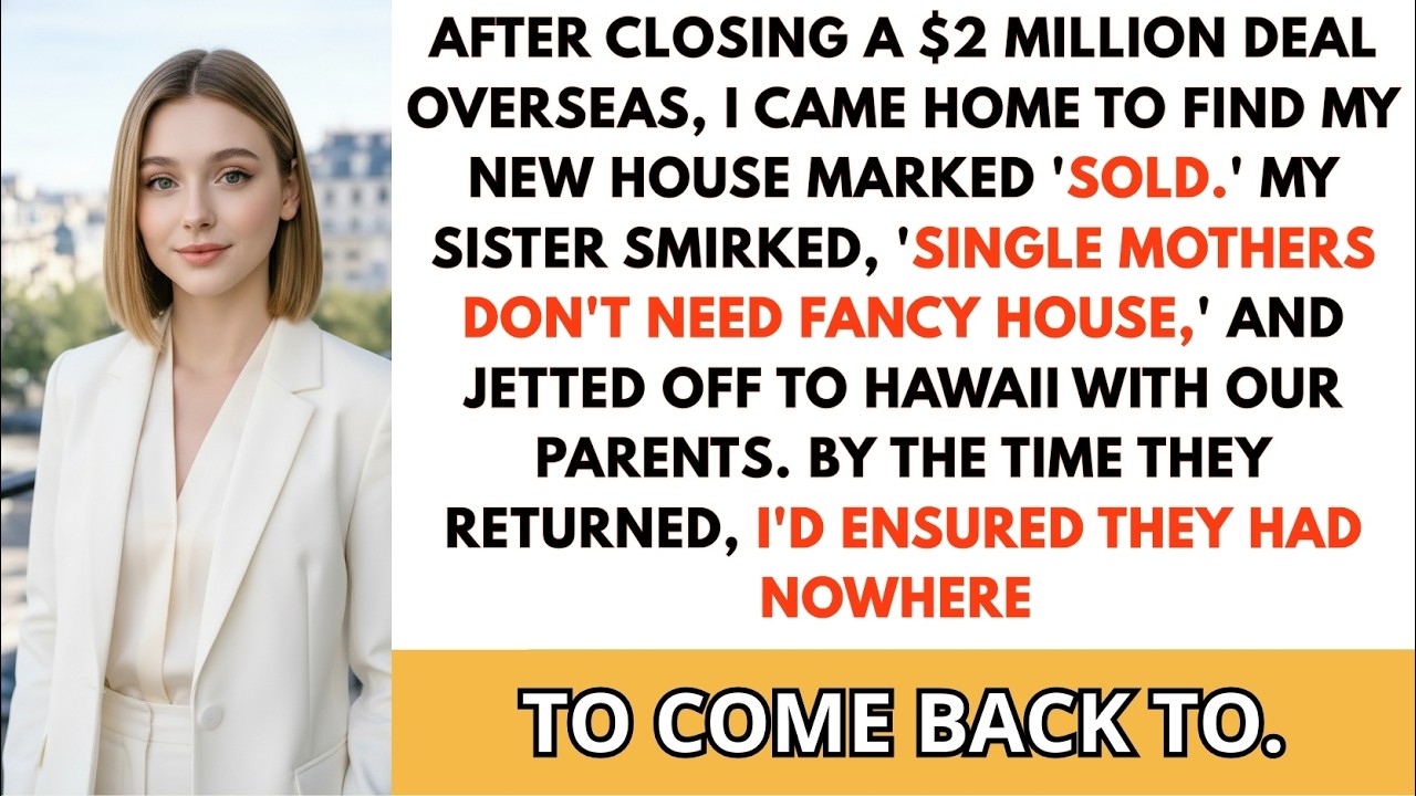 I returned from an overseas business trip to find my new house marked 'SOLD ' My sister smirked